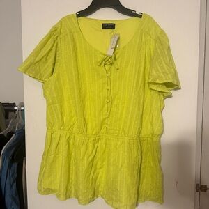 NWT- Lane Bryant lime green blouse size 18